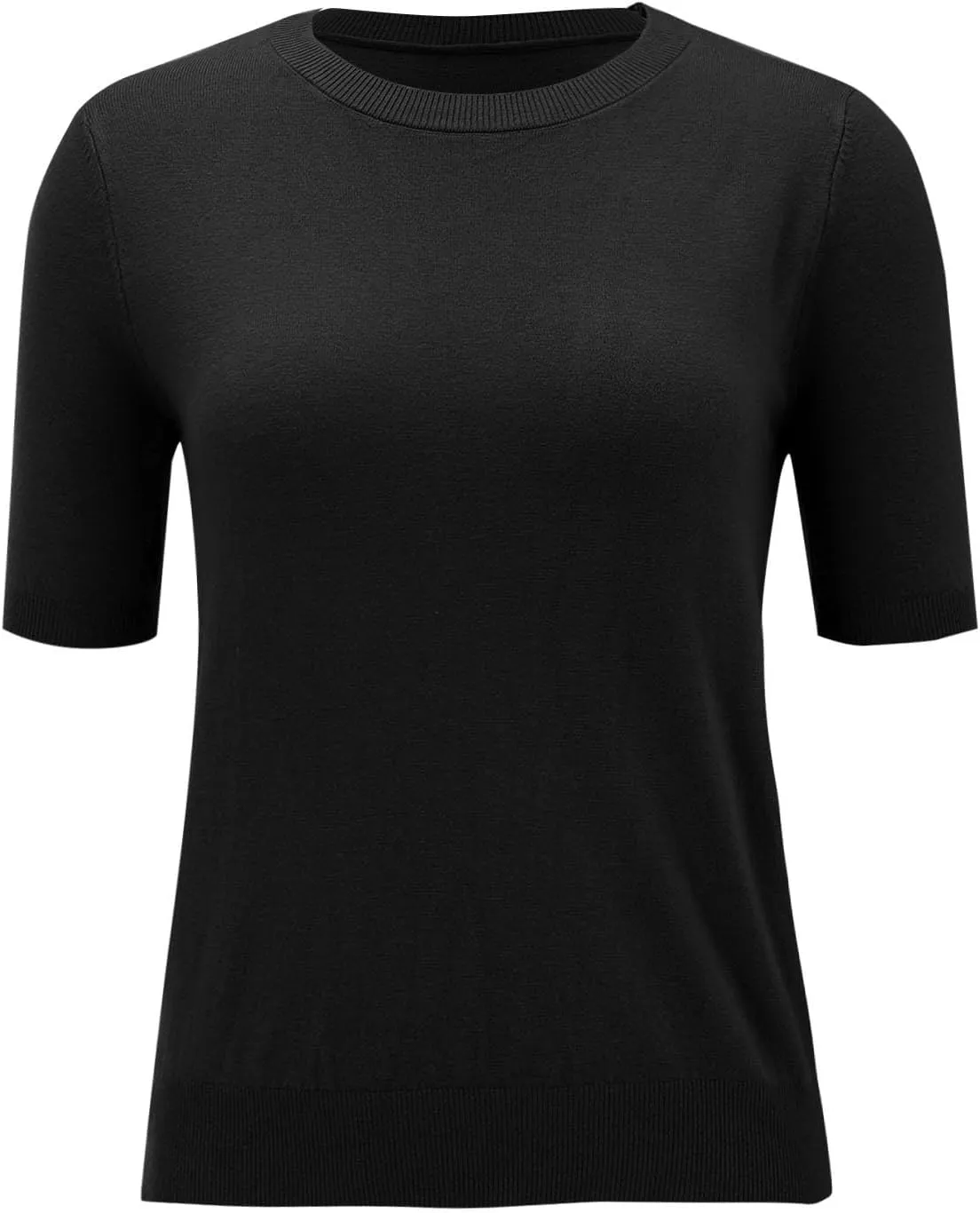 Short Sleeve Sweater for Women Trendy 2024 Soft Crewneck Knit T Shirts Casual Solid Loose Fit Cashmere Sweaters Tees