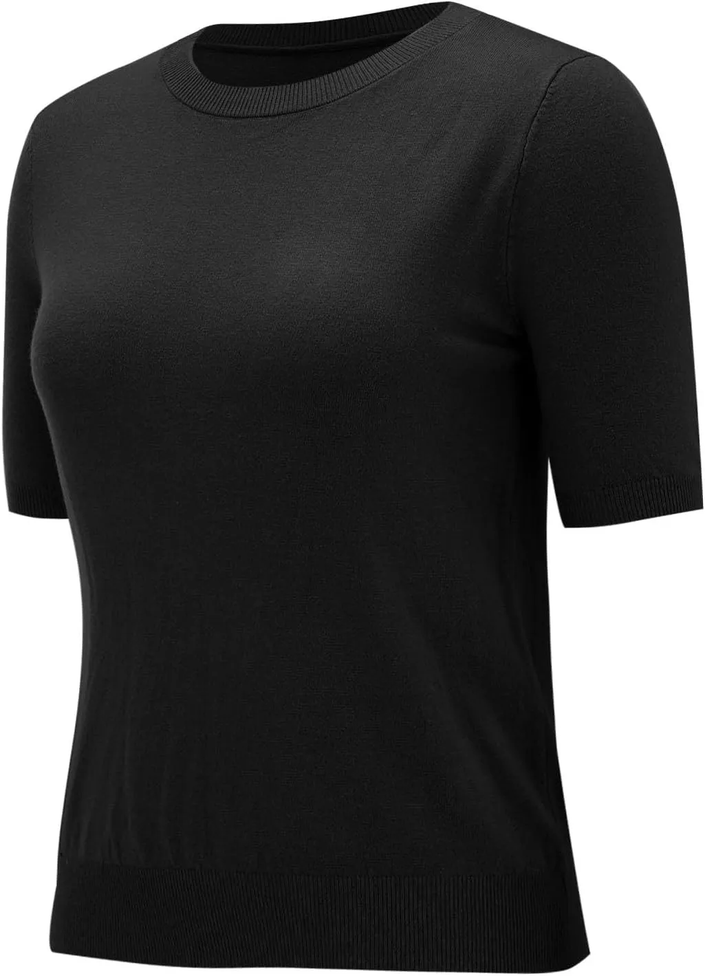 Short Sleeve Sweater for Women Trendy 2024 Soft Crewneck Knit T Shirts Casual Solid Loose Fit Cashmere Sweaters Tees