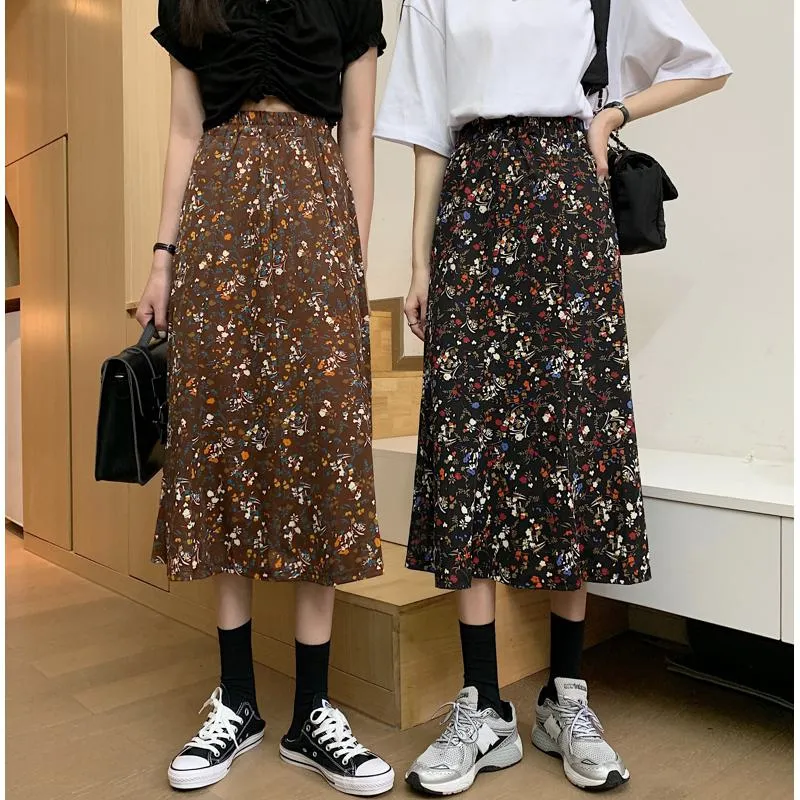 Slimming Midi High-Waisted Floral Print Mesh Skirt