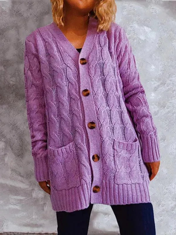 Twist Pocket Long Women Cardigan Sweater
