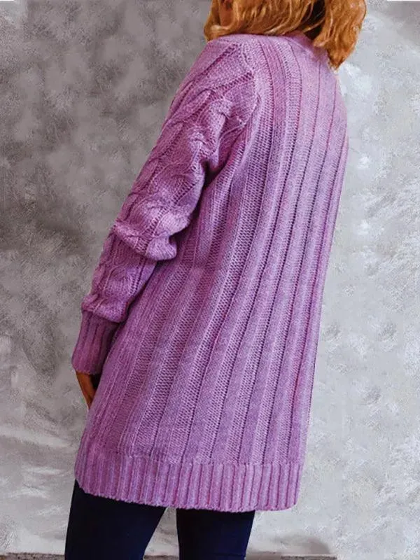Twist Pocket Long Women Cardigan Sweater
