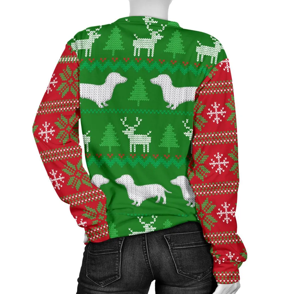 Ugly Christmas Sweater With Dachshunds Women's