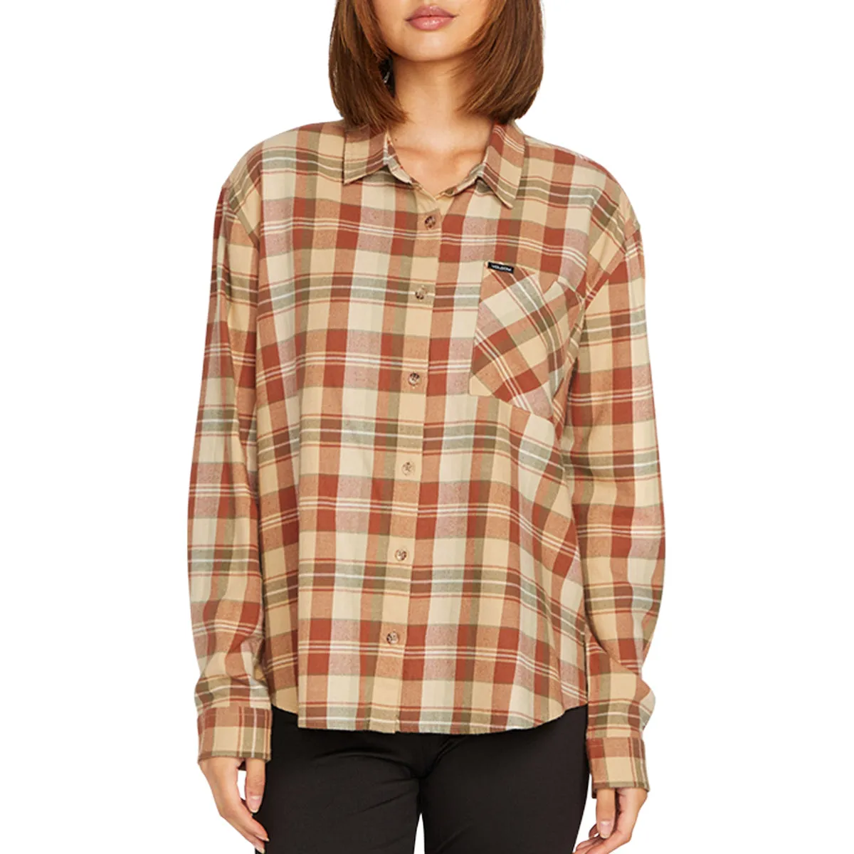 Volcom Women's Plaid To Meet U Button Down Flannel