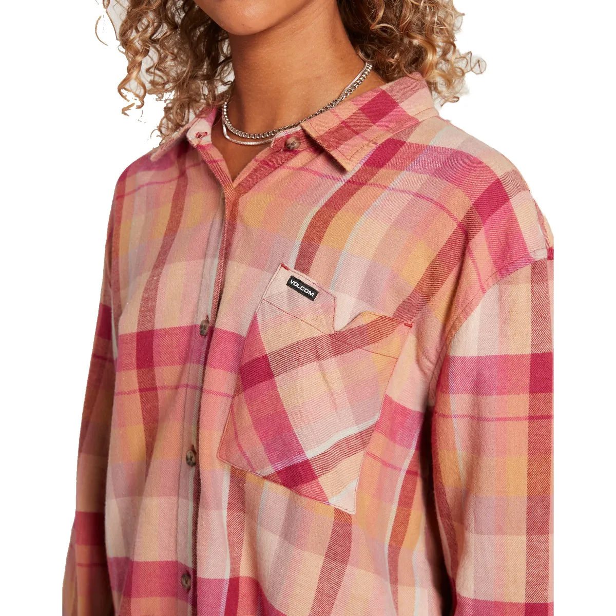 Volcom Women's Plaid To Meet U Button Down Flannel