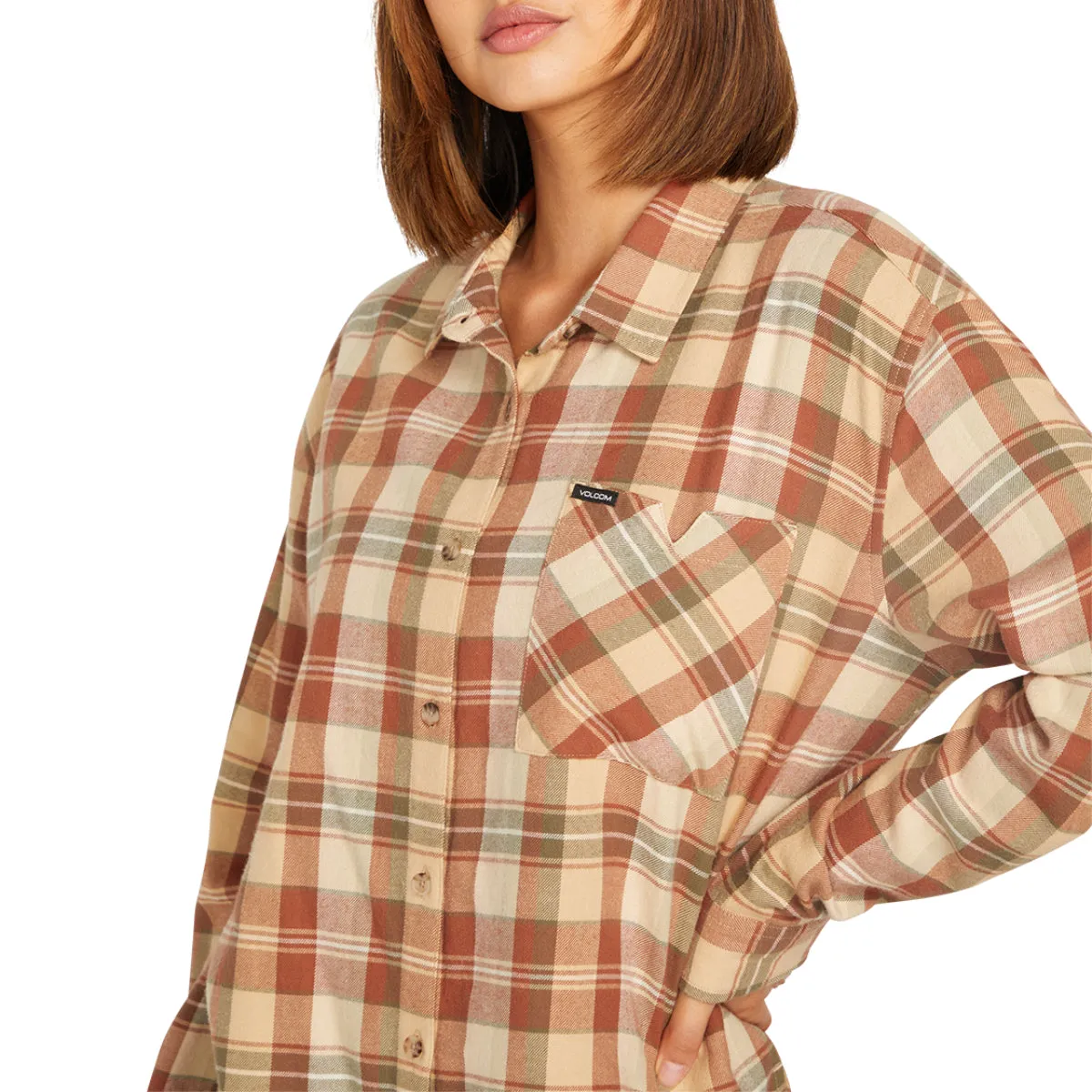 Volcom Women's Plaid To Meet U Button Down Flannel