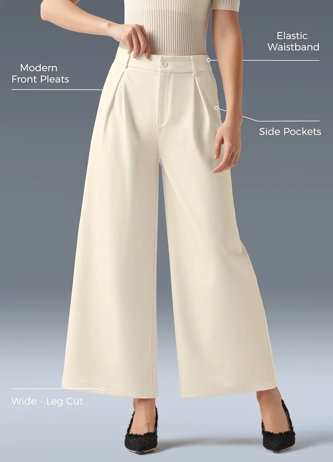 Willit Women's Wide Leg Pants Work Dress Pants Casual Palazzo Pants High Waisted Business Office Slacks 25"/27"/29"
