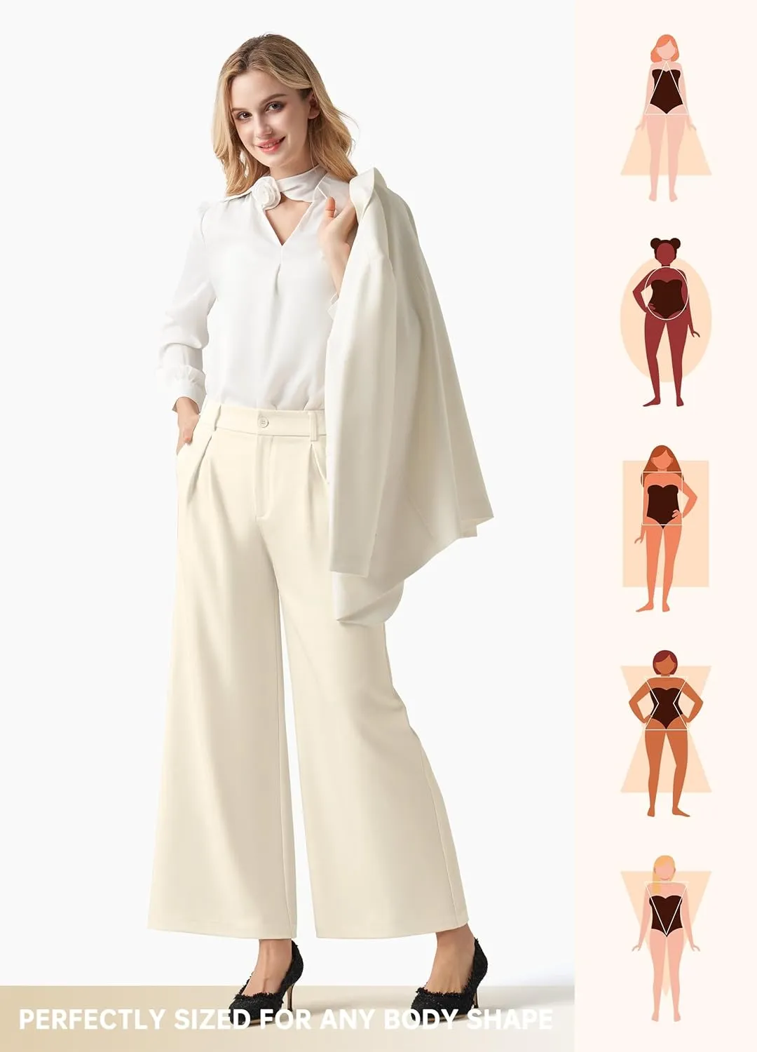 Willit Women's Wide Leg Pants Work Dress Pants Casual Palazzo Pants High Waisted Business Office Slacks 25"/27"/29"