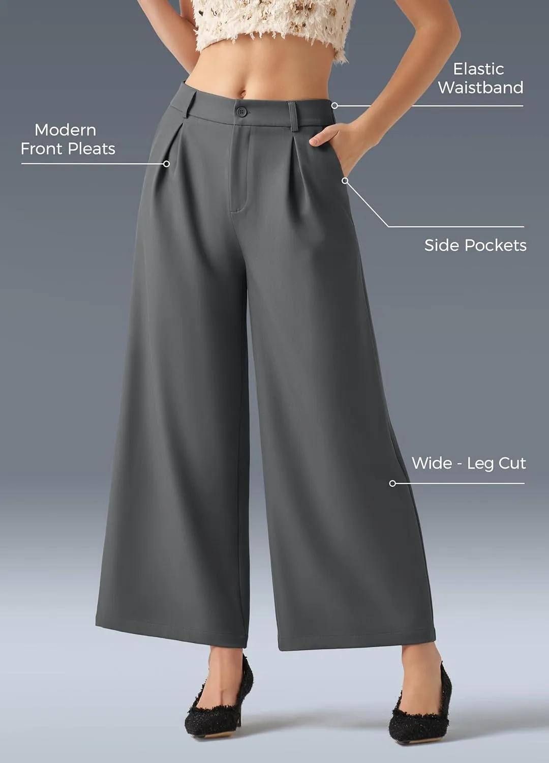 Willit Women's Wide Leg Pants Work Dress Pants Casual Palazzo Pants High Waisted Business Office Slacks 25"/27"/29"