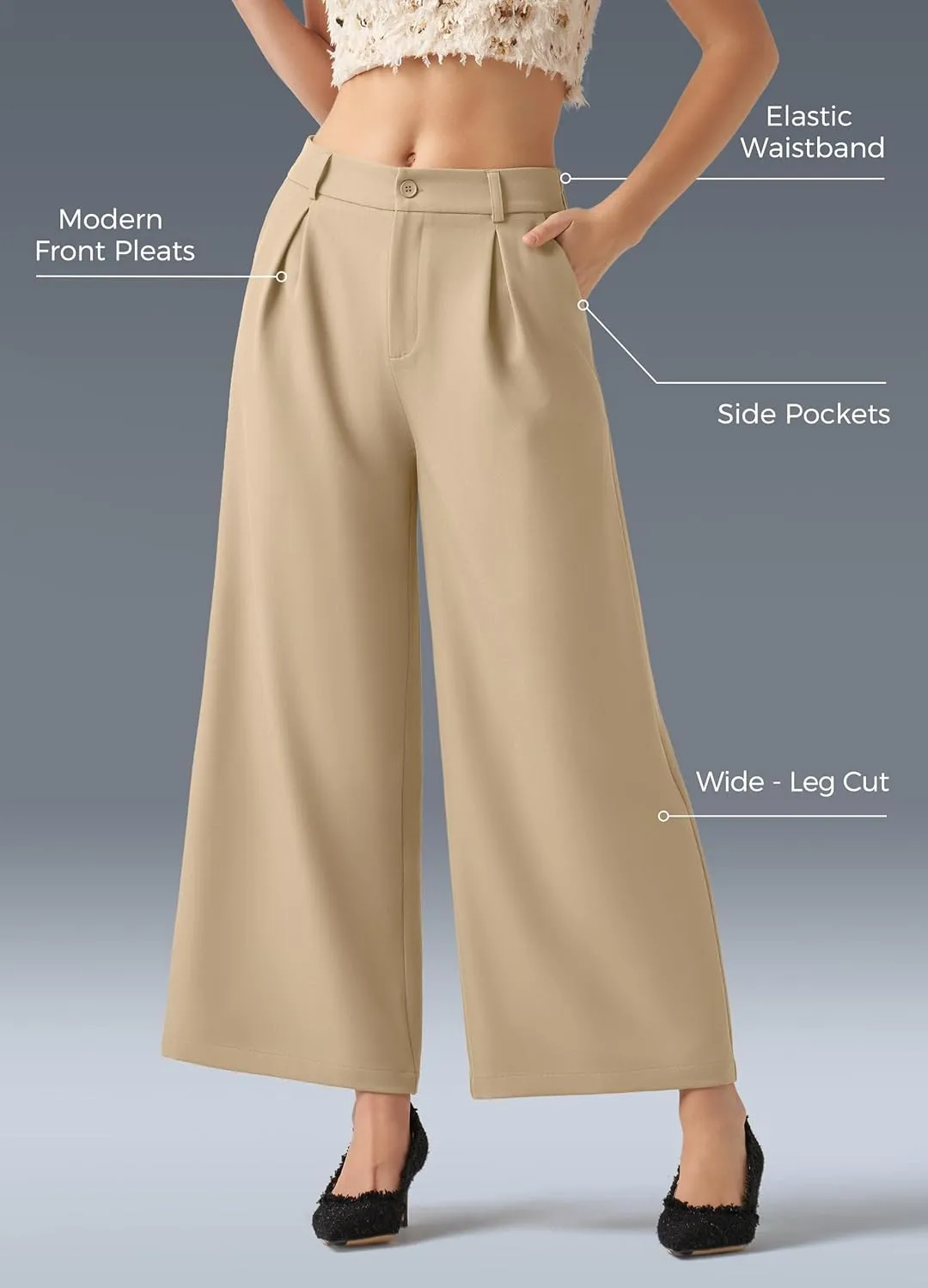 Willit Women's Wide Leg Pants Work Dress Pants Casual Palazzo Pants High Waisted Business Office Slacks 25"/27"/29"