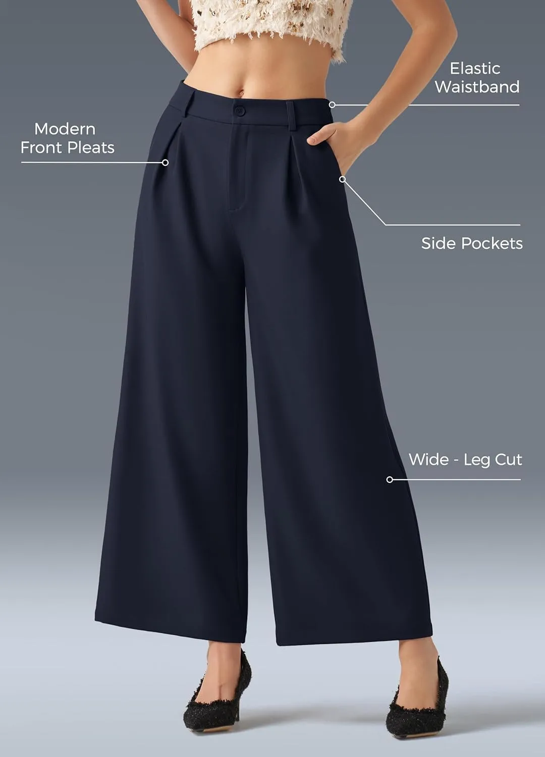 Willit Women's Wide Leg Pants Work Dress Pants Casual Palazzo Pants High Waisted Business Office Slacks 25"/27"/29"