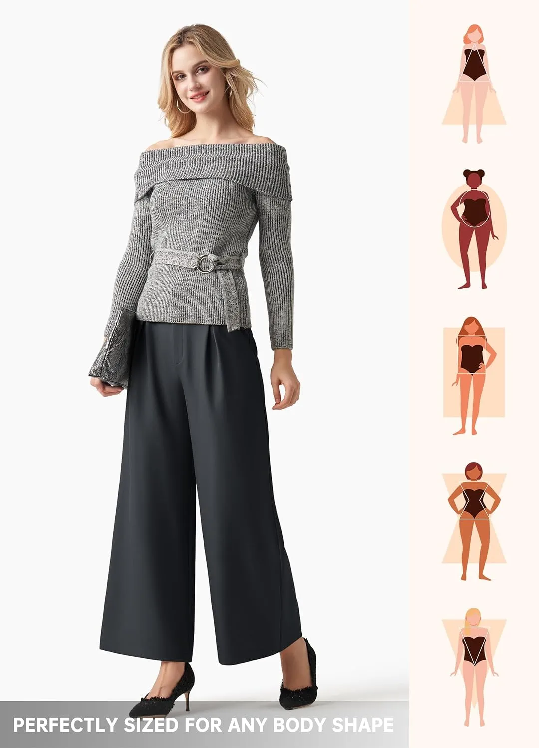 Willit Women's Wide Leg Pants Work Dress Pants Casual Palazzo Pants High Waisted Business Office Slacks 25"/27"/29"