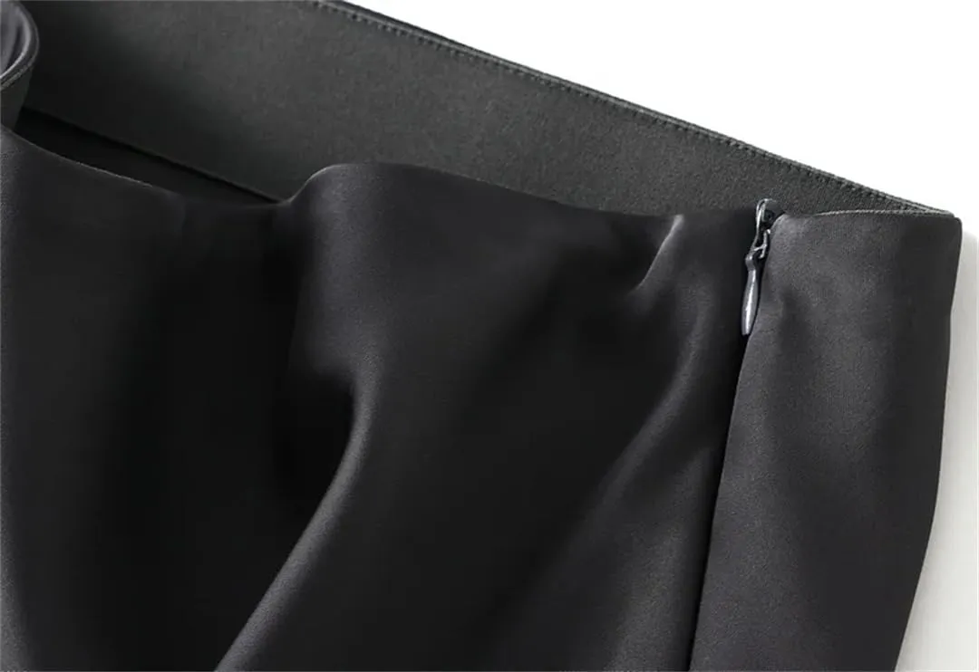 Women High Waisted Elegant Satin Skirt Party Wedding Flowy A-Line Midi Skirts