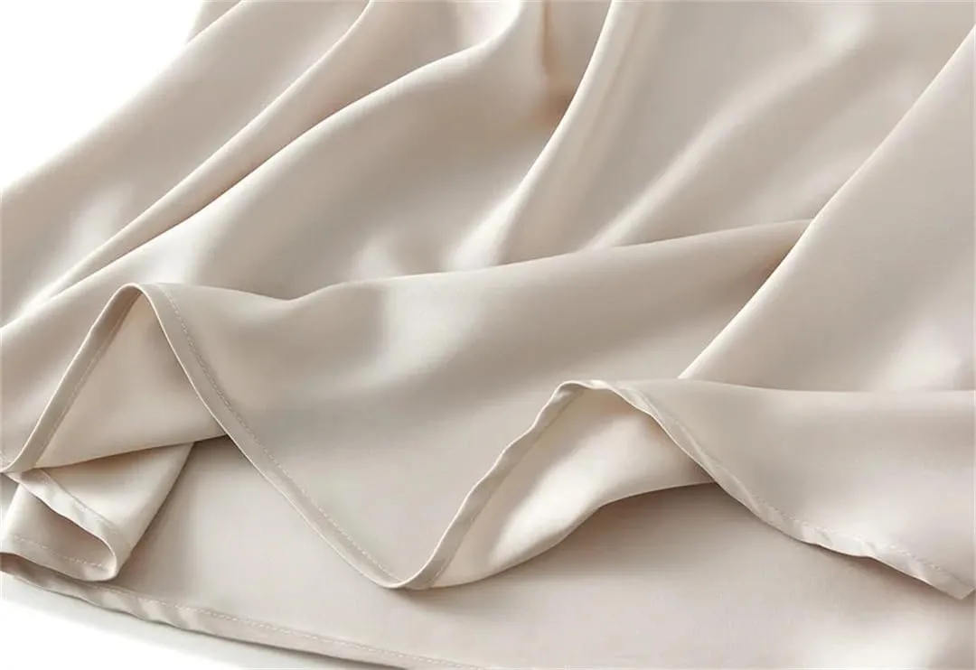 Women High Waisted Elegant Satin Skirt Party Wedding Flowy A-Line Midi Skirts