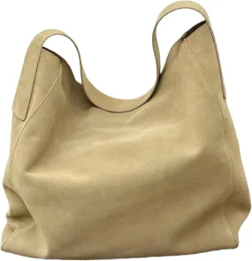 Women's Extra Large Suede Shoulder Bag Genuine Leather Handbag Top Handle Tote