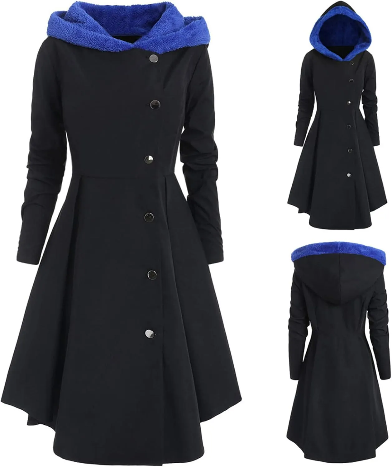 Womens Fashion Elegant Long Trench Coat Plus Size Asymmetric Pleated Skirt Jacket Casual Slim Single Breasted Overcoat