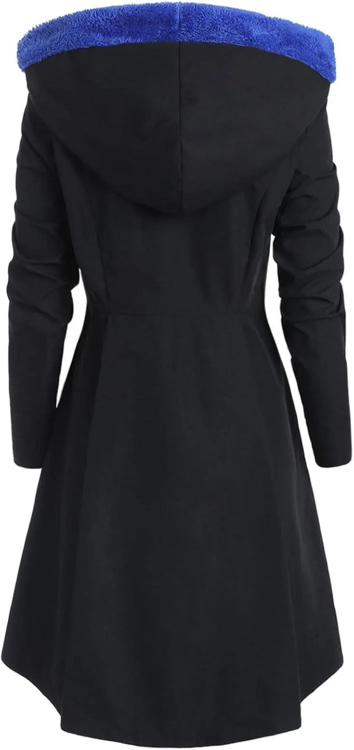 Womens Fashion Elegant Long Trench Coat Plus Size Asymmetric Pleated Skirt Jacket Casual Slim Single Breasted Overcoat