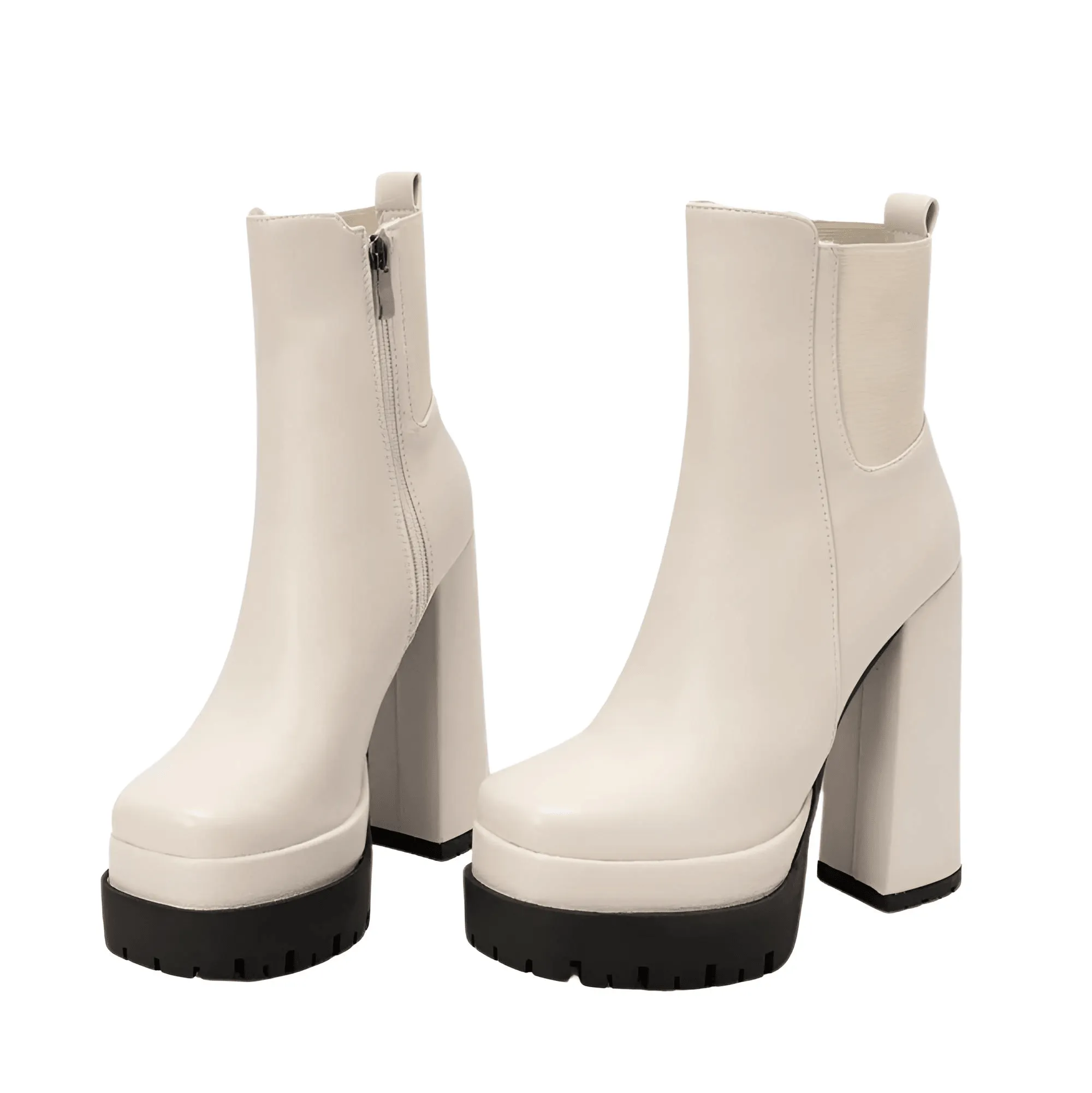 Women's Platform Ankle Boots Boot Trends Black Short Boot Winter Autumn Leather Punk Heels Party Shoes Lady Large Size