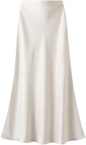 Women's Summer High Waisted Slim Elegant Satin Skirt Elastic Waist Mid-Length Party Wedding Skirts