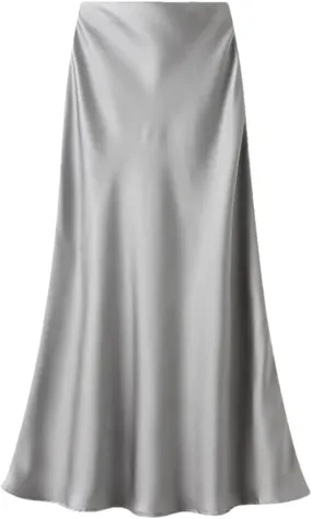 Women's Summer High Waisted Slim Elegant Satin Skirt Elastic Waist Mid-Length Party Wedding Skirts