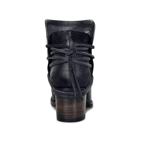 Women'S Vintage Lace Up Chunky Heel Booties 01739803C