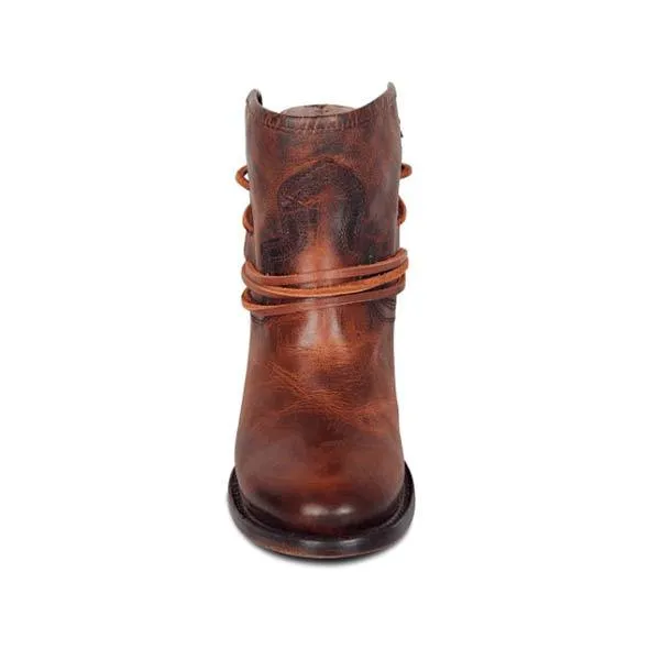 Women'S Vintage Lace Up Chunky Heel Booties 01739803C