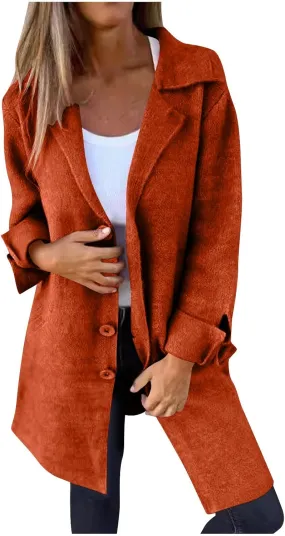 Wool Coat for Women Double Breasted Notch Lapel Trench Caot Elegant Mid-Long Windproof Warm Winter Jackets Outwear