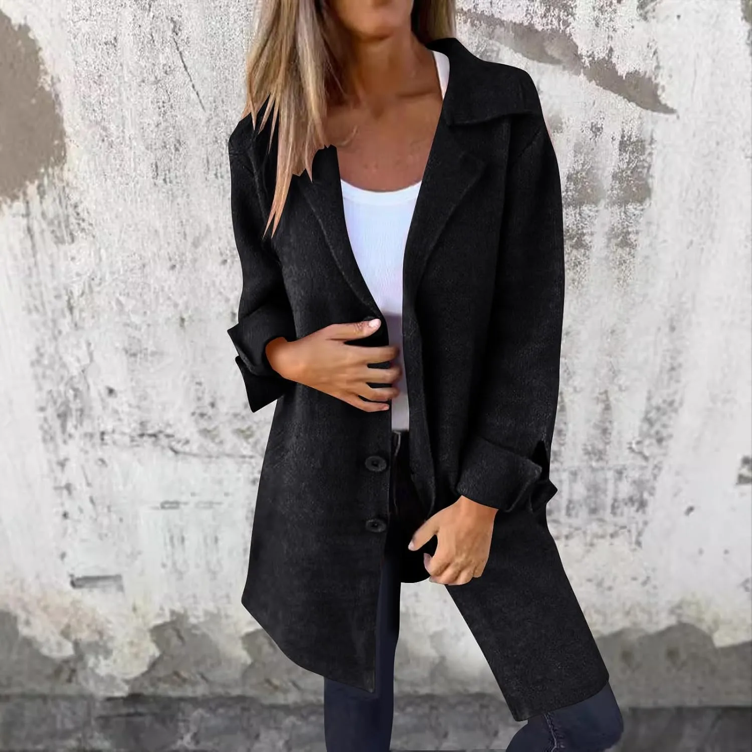 Wool Coat for Women Double Breasted Notch Lapel Trench Caot Elegant Mid-Long Windproof Warm Winter Jackets Outwear
