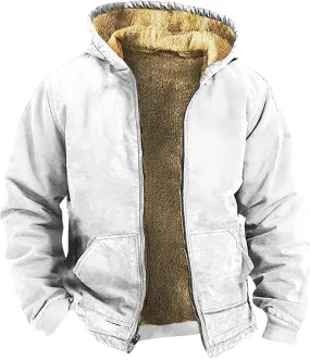Ymosrh Men's Fleece Jacket Lined Sherpa Zip Up Coats With Hood Outwear Jackets, M-5XL