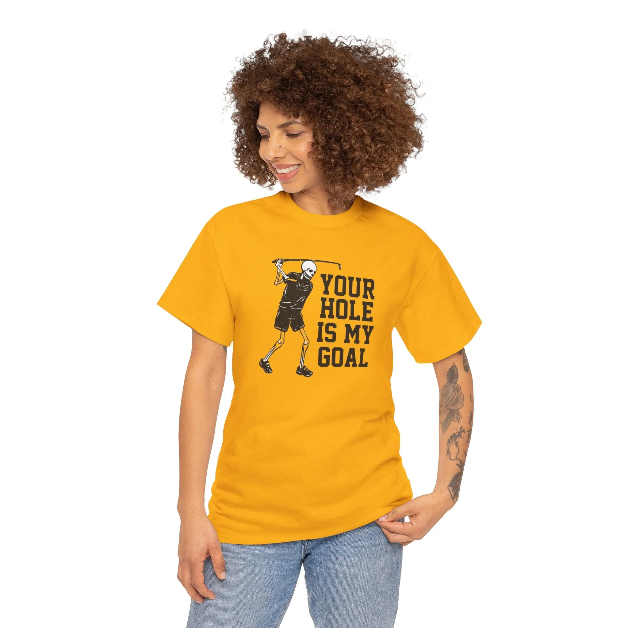 Your hole is my goal (golf) Unisex Heavy Cotton Tee